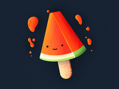 Watermelooon Icecream! ceam character cutre eat emoji face food ice icecream icon illustration popstickle smiling sweet tasty watermelon