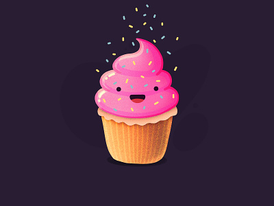 Happy Cupcake! cake character cupcake desert emoji face happy icon illustration laughing outline pie sweet