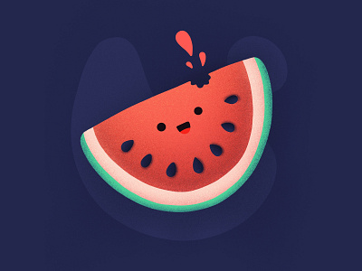 Happy Watermelon! bite character desert eat emoji face food fruit happ icon illustration noise seeds smiling watermelon
