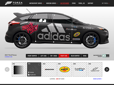 Forza car designer web app idea forza ui design web app design xbox