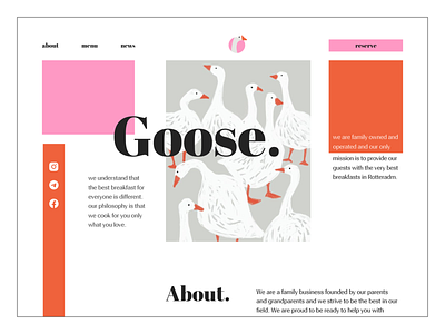 Goose / bakery / main art bakery bar branding cafe concept design goose landing logo orange pink site ui ux website white