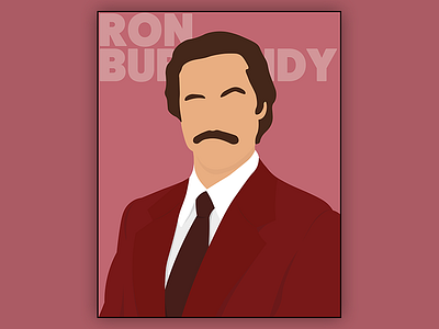 Ron Burgundy anchorman design flat illustration portrait ron burgundy suit vector
