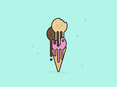 Day 3 - Round daily challenge design drip emotions faces flat graphic ice cream illustration round vector