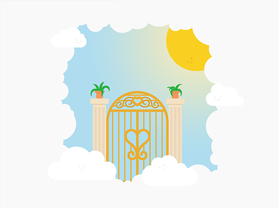 Day 8 - Entrance 2d clouds daily challenge design entrance flat gate heaven pearly gates sun vector