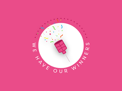 We Have Our Winners 2d celebration competition confetti dribbble flat illustration part party popper winners