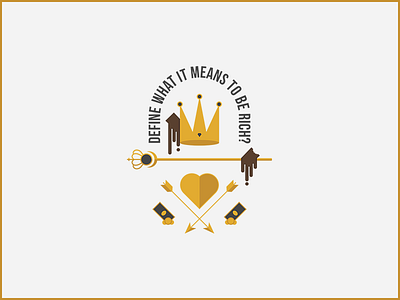 Day 44 - Rich arrow chocolate coins crown daily challenge flat gold heart illustration money rich sceptre