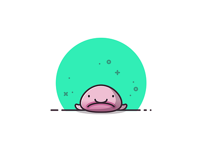 Day 61 - Blob 2d animal blob blobfish cute daily challenge fish flat illustration line ugly vector