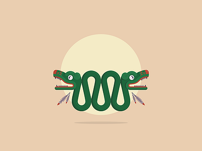 Day 63 - Twin aztec daily challenge feather flat illustration monster myth serpent snake twin vector