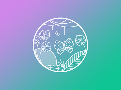 Day 69 - Forest badge butterfly daily challenge forest gradient icon illustration leaves line nature plants tropical