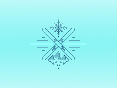 Day 74 - Holiday badge daily challenge holiday icon illustration line mountain ski snow snowboard snowflake