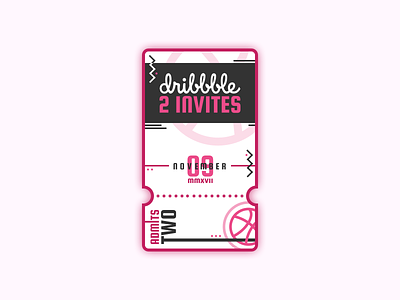 2 Invites competition dribbble giveaway illustration invitation invite ticket typography ui