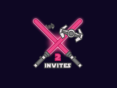2 Invites to Giveaway colourful competition dribbble invites flat design invite lightsaber space star wars tie fighter typography weapon