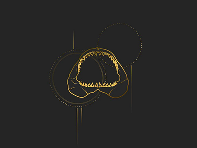 Day 97 - Bite bite gold gradient icon illustration jaw line art shark skull tooth