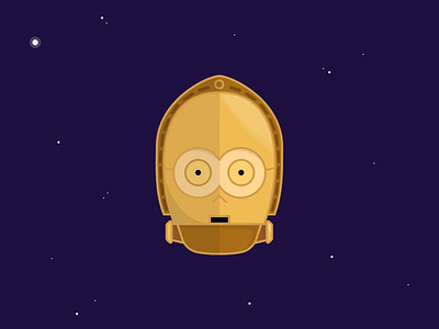 Day 98 - Gold c3po cyborg droid flat design gold helmet icon illustration robot space star wars