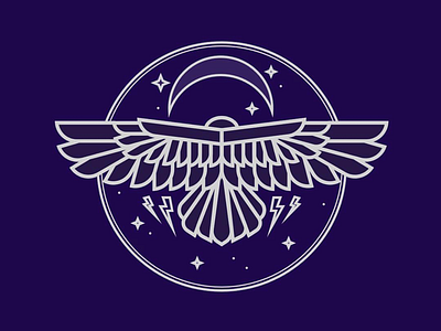 The Night Bird bird eagle icon illustration lightning line art logo moon night stars