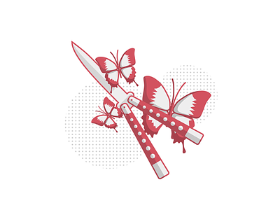 Butterfly Knife 🦋 blade butterfly knife colour duo tone illustration insect nature weapon