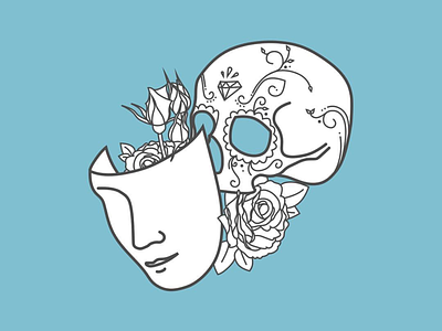 •What mask does he hide behind• decorative flower illustration library logo mask nature rose skull sugar skull