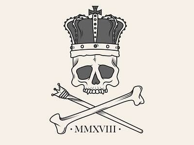 • Regal Bones • bone crown icon illustration line art logo regal sceptre skull vector