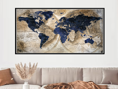 World Map Wall Decor Poster, Soft Color Watercolor Paintings home decor nursery wall art office decor push pin wordl map wall decor world map wall art poster