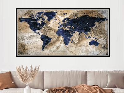 World Map Wall Decor Poster, Soft Color Watercolor Paintings