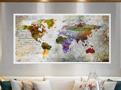extra large Push Pin World Map Poster travel edition map print,
