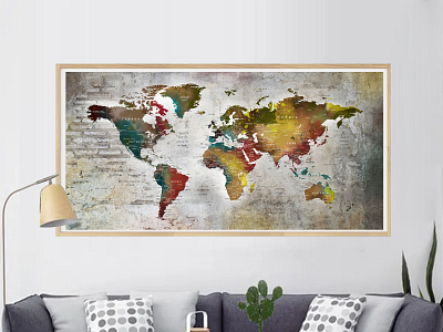 World Map Push Pin wall art poster, Large World Map print Travel