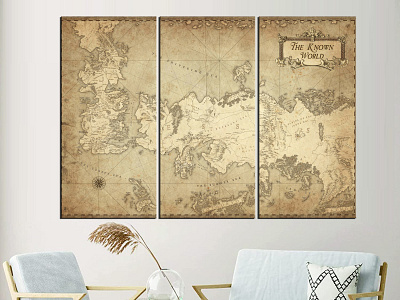 The game of the thrones map wall art canvas print, large wall ar westeros map