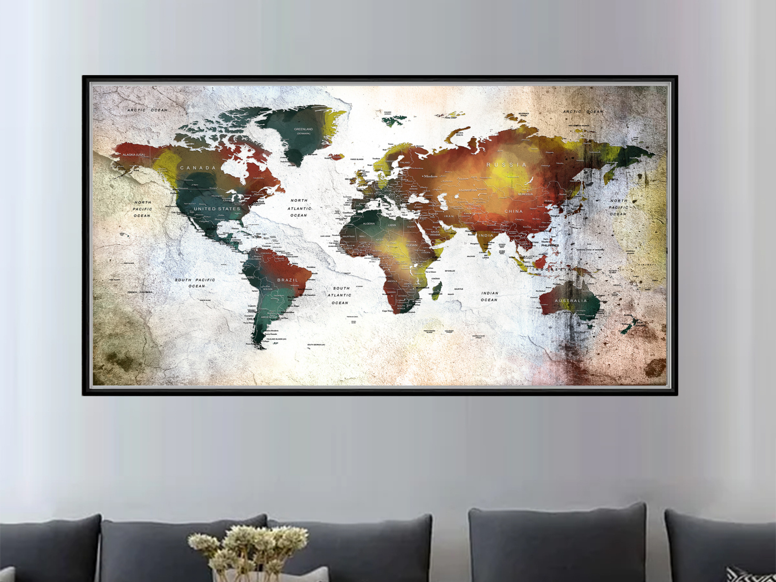 Large map art Poster Adventure Push Pin Travel Map, World Map Wa by ...