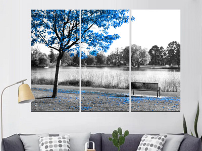 anvas Wall Art Blue Tree Canvas Print Picture Black and White La