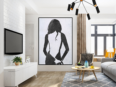 Large wall art Original painting Abstract nude woman silhouette nude woman painting