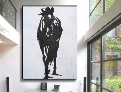 Extra large original abstract horse painting wall art on canvas gift for him