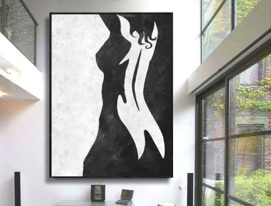 Nude woman painting on canvas for bedroom geometric painting