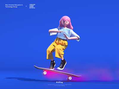 Skateboard girl 3d character