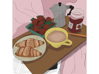 Breakfast in bed 2d graphic design illustration