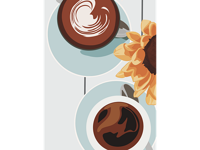 Coffee & sunflower 2d graphic design illustration