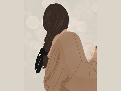 Girl holding a book 2d graphic design illustration