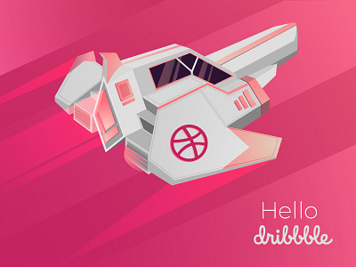 Hello Dribbble debut dribbble illustration ship space vector
