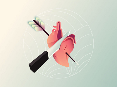 Heart ai arrow heart illustration knife vector