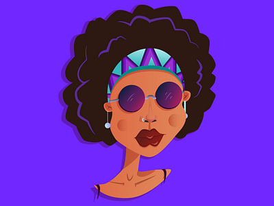 Soul black girl glasses hippie illustration soul vector woman young