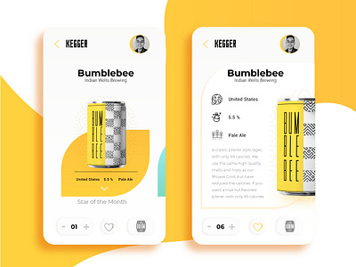 Kegger App ai app appdesign beer beerapp can candesign dayliui digitaldesign mobile ui mobiledesign startup ui uidesigns uitrends ux ux design vector yellow