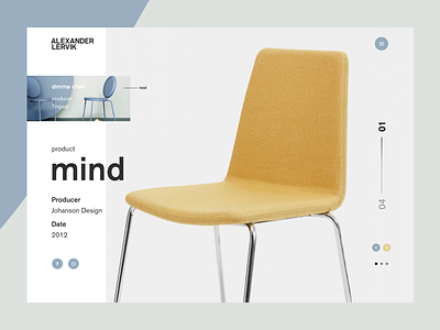 Alexander Lervik - Mind chair challenge design landing minimalistic page product ui ux webdesign yellow