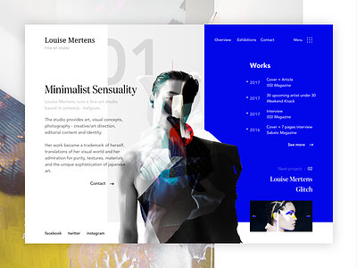 Louise Mertens - Fine art studio art design landing minimalist page photo slider ui ux webdesign