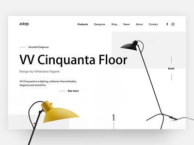 Vittoriano Viganó - VV Cinquanta Floor clean design furniture lamp landing minimal slider ui ux webdesign