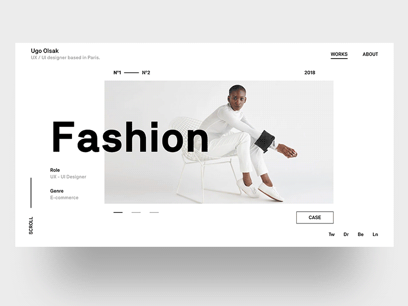 Ugo Olsak - Portfolio animation design landing minimalist motion portfolio slider ui ux