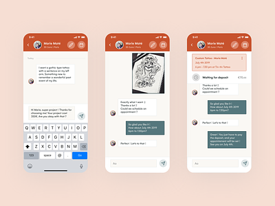 Inkstr Tattoo app - Chat app application appointment appointments concept design manage product product design products tattoo tattoo artist tattoos ui ux