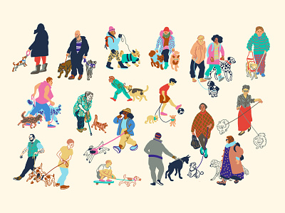 Dog People Characters branding character design design dog dog people dog person illustration pattern retro style illustration