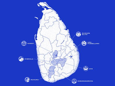 Tea Growing Map of Ceylon aka Sri Lanka blue ceylon illustration map maps sri lanka tea