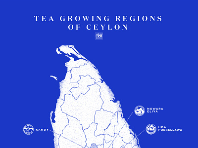 Tea Growing Map of Ceylon aka Sri Lanka blue ceylon illustration map maps sri lanka tea