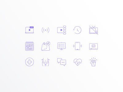 Icon Set - Online Workout Platform clean ui design icon icon design icon set iconography illustration illustrator ui ui design ux