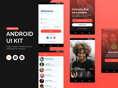 Android UI Kit adobexd android app clean ui clean ui design design design app design system figma mobile product design sketch template ui userexperience ux